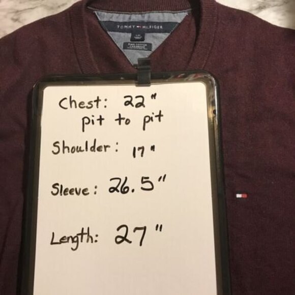 Tommy Hilfiger‎ Size L Mens Cotton Cashmere Blend Pullover Sweater Burgundy Wine - Picture 8 of 8